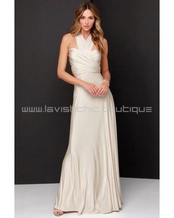 Always Stunning Convertible Beige Maxi Dress (Convertible Dress)